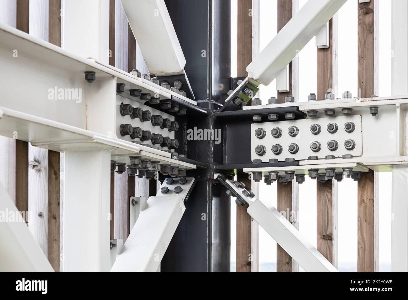 Steel construction frame beam with connecting screw bolts and nuts Stock Photo Alamy