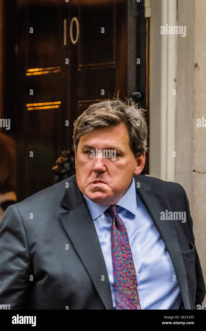 London, UK. 23rd Sep, 2022. Kit Malthouse, Secretary of State for Education looks unhappy - Leaving after the Cabinet meeting before The Chancellor leaves Downing Street to make a statement on the government's plans for growth. Credit: Guy Bell/Alamy Live News Stock Photo