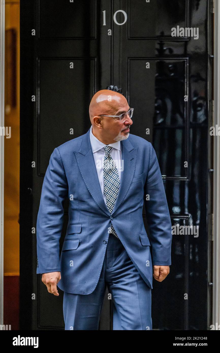 London, UK. 23rd Sep, 2022. Nadhim Zahawi, Minister for Equalities, Minister for Intergovernmental Relations, and Chancellor of the Duchy of Lancaster - Leaving after the Cabinet meeting before The Chancellor leaves Downing Street to make a statement on the government's plans for growth. Credit: Guy Bell/Alamy Live News Stock Photo