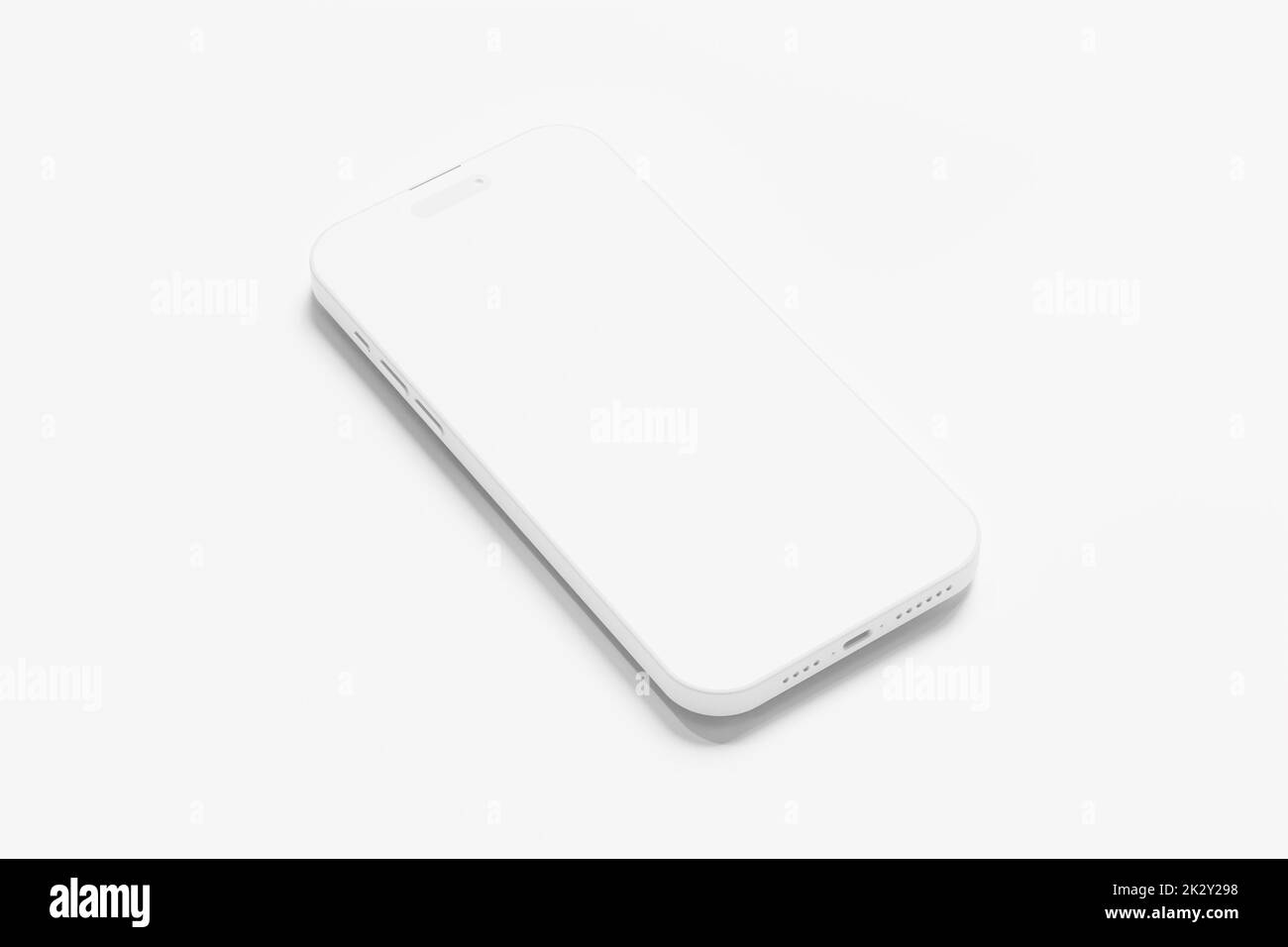 Iphone 14 Pro Max Clay 3D Rendering White Blank Mockup For Design Presentation Stock Photo