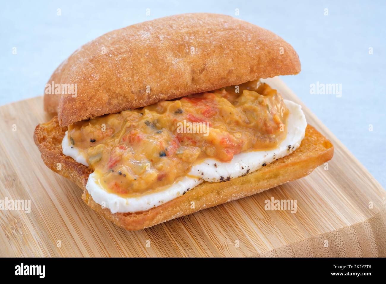 Grilled eggplant mozzarella bruschetta Stock Photo Alamy