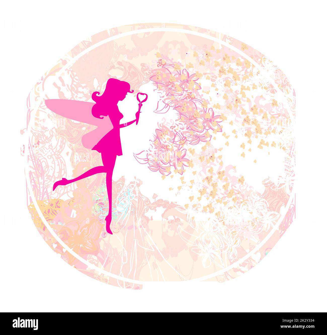 floral background with a beautiful fairy Stock Photo - Alamy