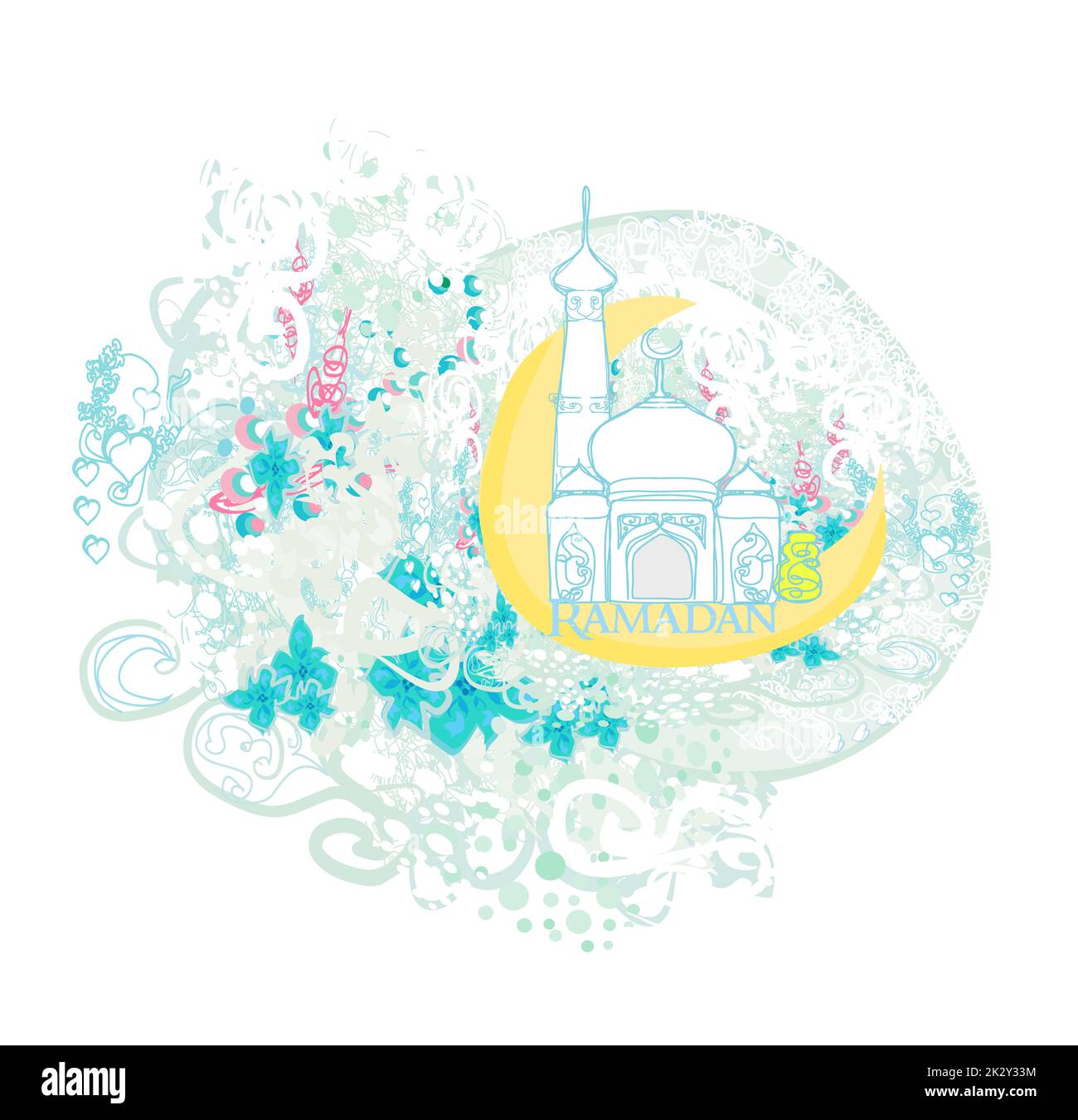 artistic pattern background with moon and mosque Stock Photo