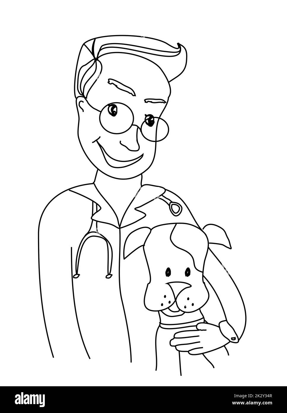 Dog and veterinarian - doodle illustration Stock Photo