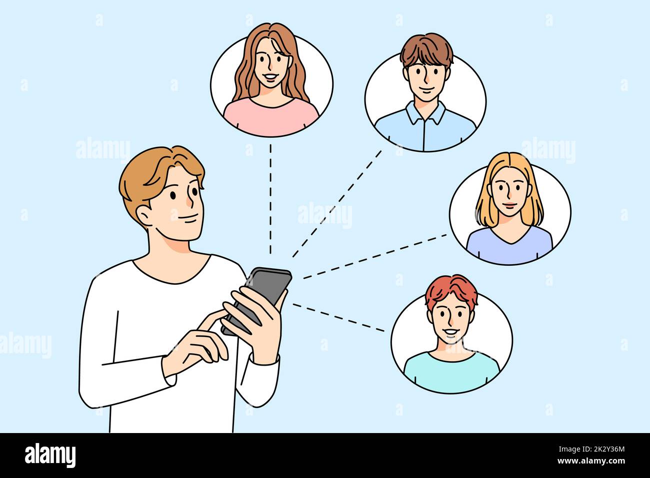 Man communicate online with people Stock Photo