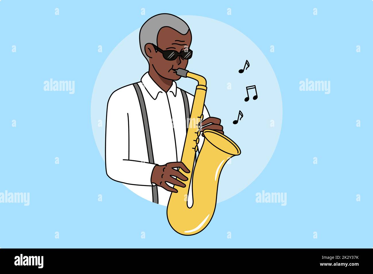 African American man play on saxophone Stock Photo Alamy