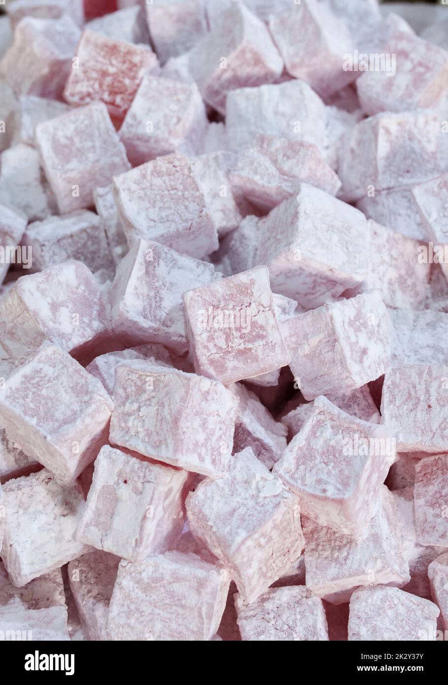 Traditional rose flavoured turkish delights Stock Photo Alamy