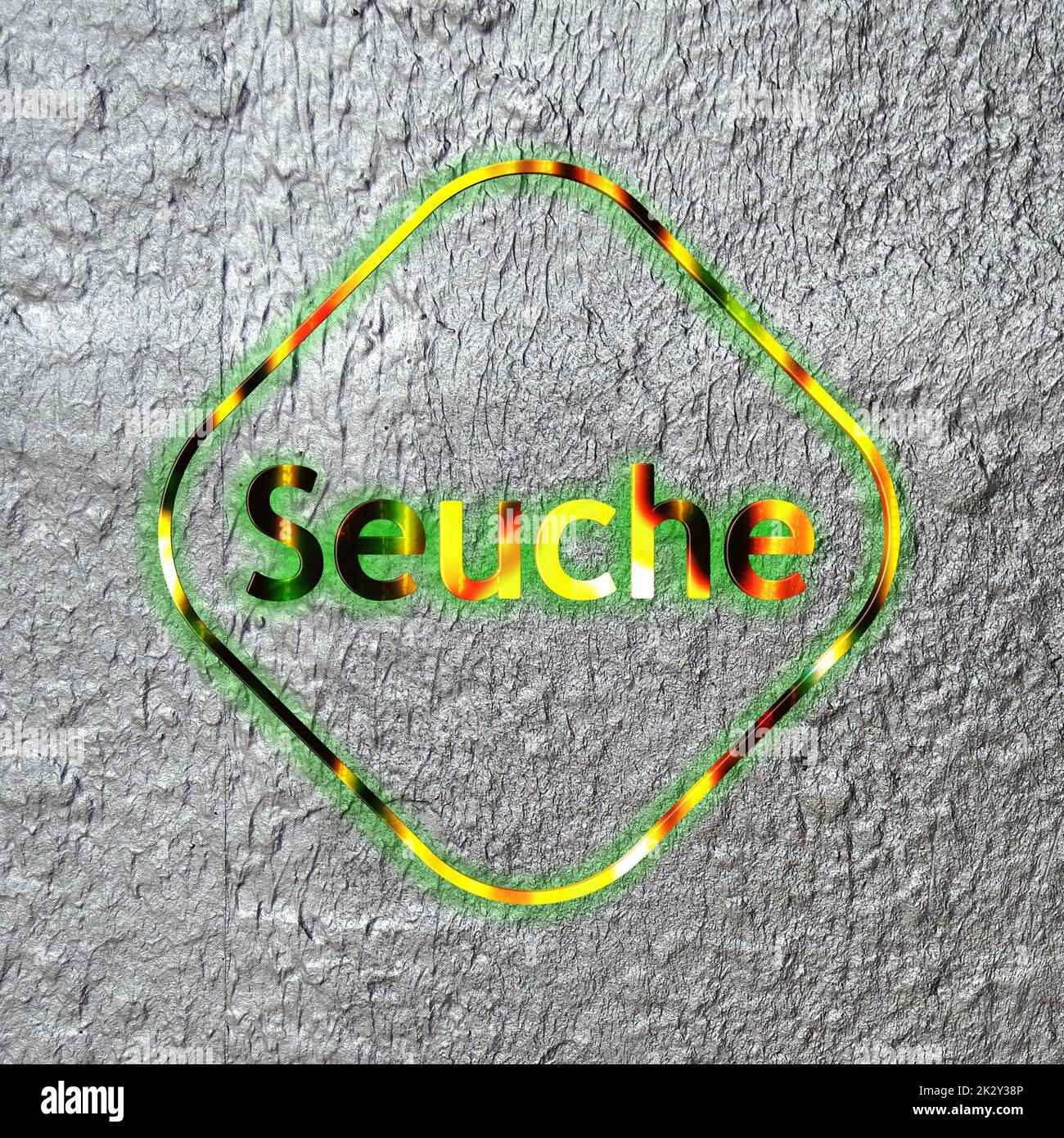 'Seuche' = 'Plague' - word, lettering or text as a 3D illustration, 3D rendering, computer graphics Stock Photo
