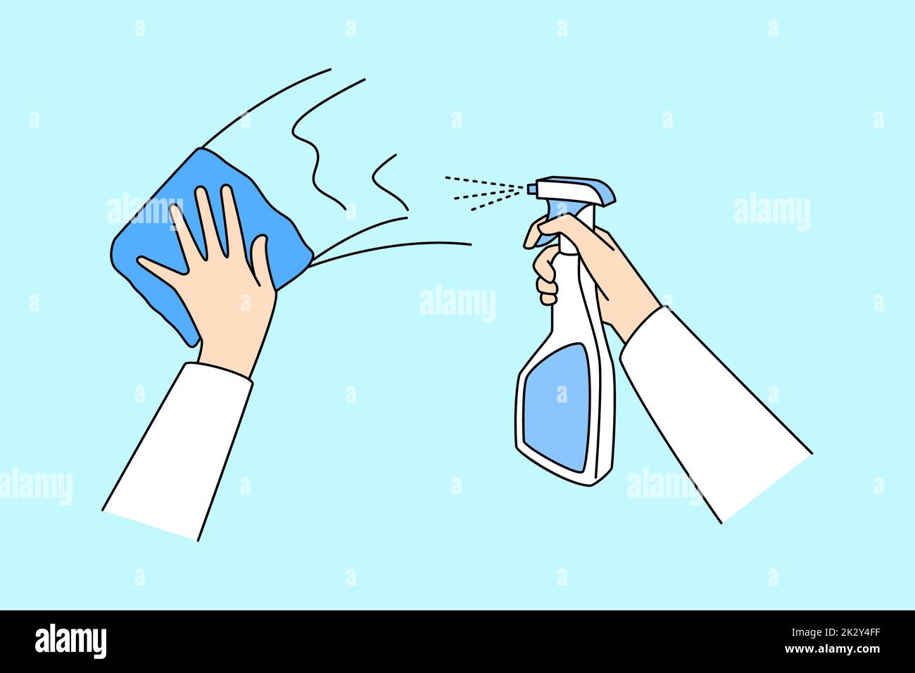 Person cleaning surfaces with wipe Stock Photo Alamy