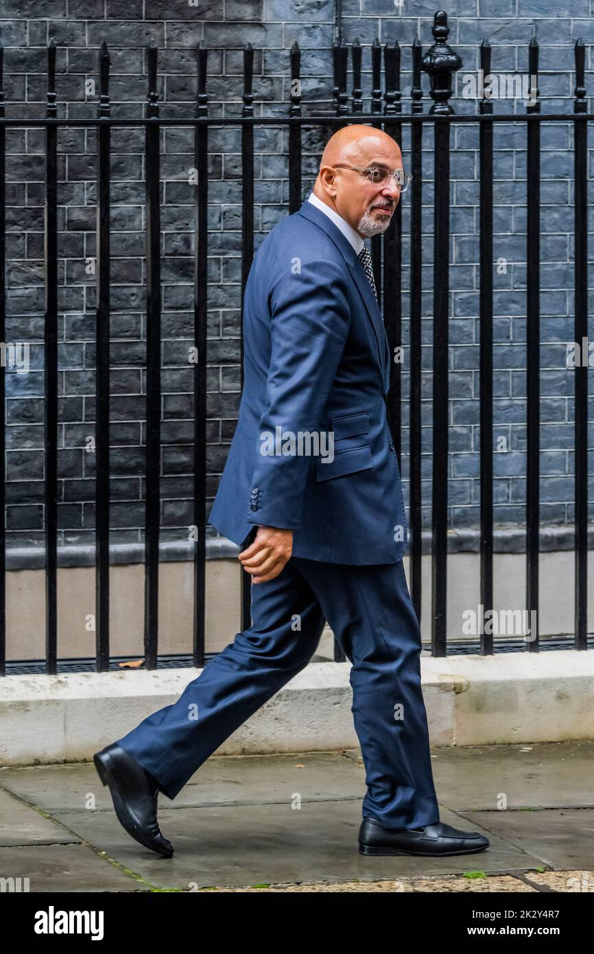 London, UK. 23rd Sep, 2022. Nadhim Zahawi, Minister for Equalities, Minister for Intergovernmental Relations, and Chancellor of the Duchy of Lancaster - Leaving after the Cabinet meeting before The Chancellor leaves Downing Street to make a statement on the government's plans for growth. Credit: Guy Bell/Alamy Live News Stock Photo