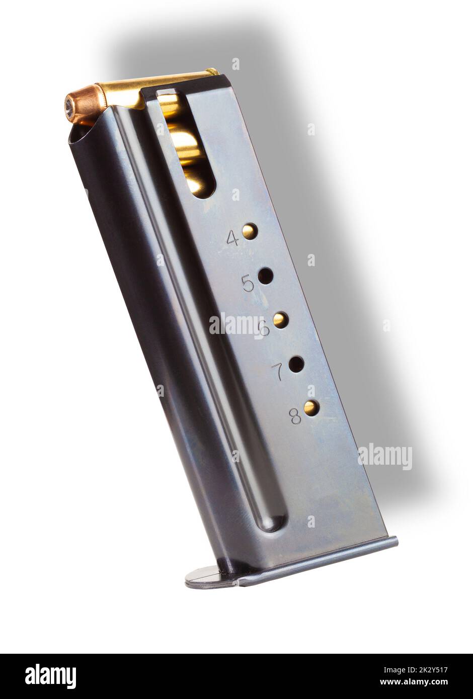 Hollow point bullets in a gun magazine with drop shadow behind Stock Photo Alamy
