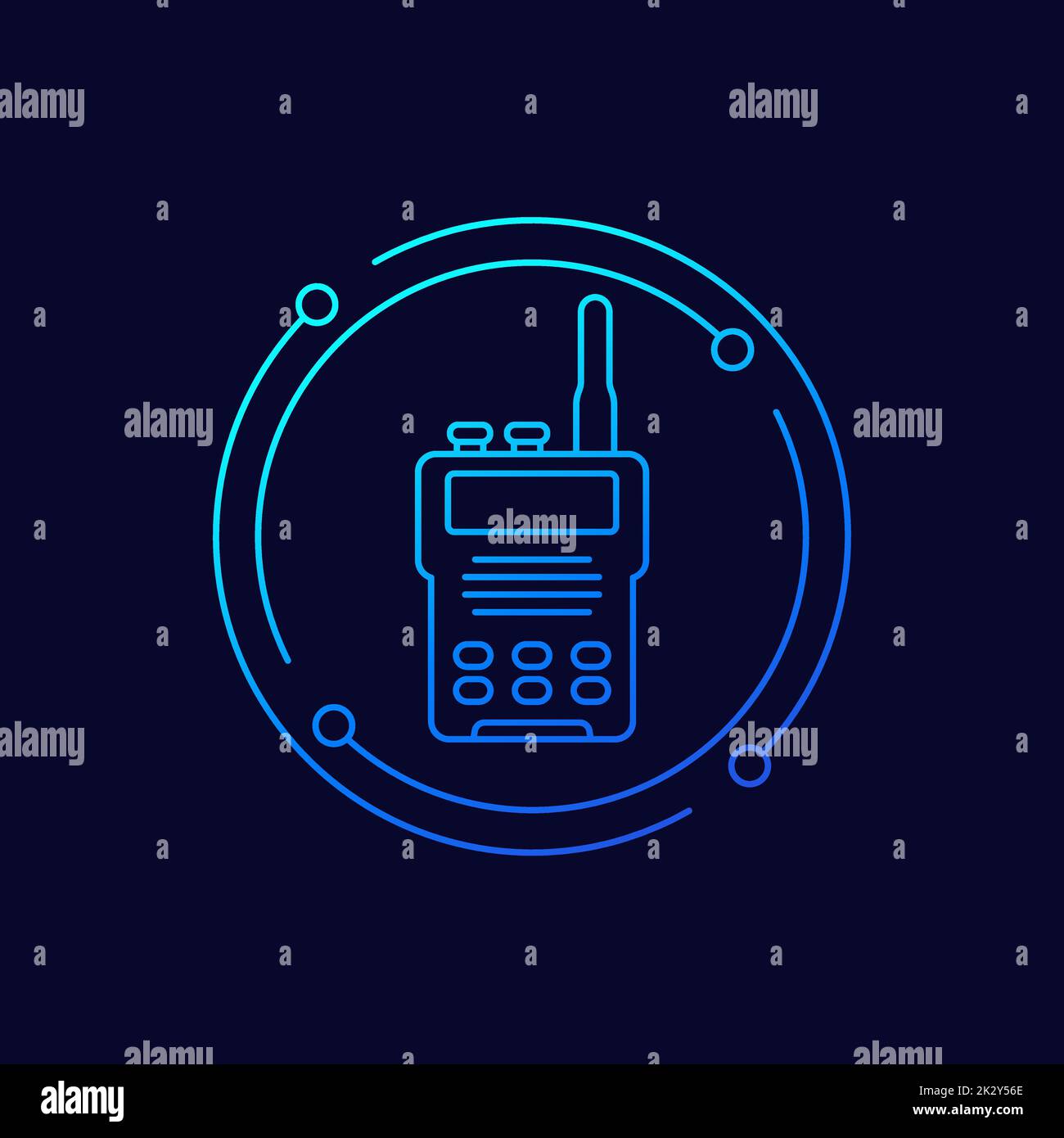 radio set, portable transceiver line vector icon Stock Vector