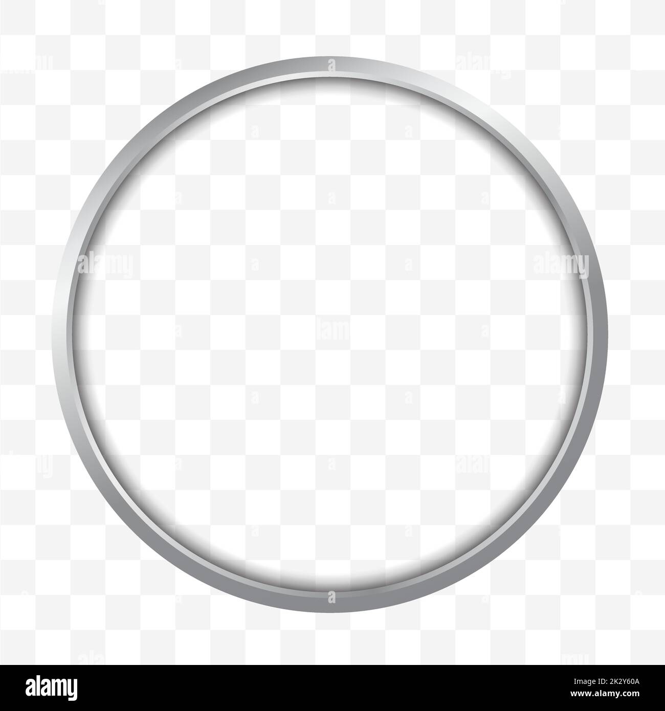 Realistic metallic aluminum frame of circular shape on transparent background with shadow - vector Stock Vector