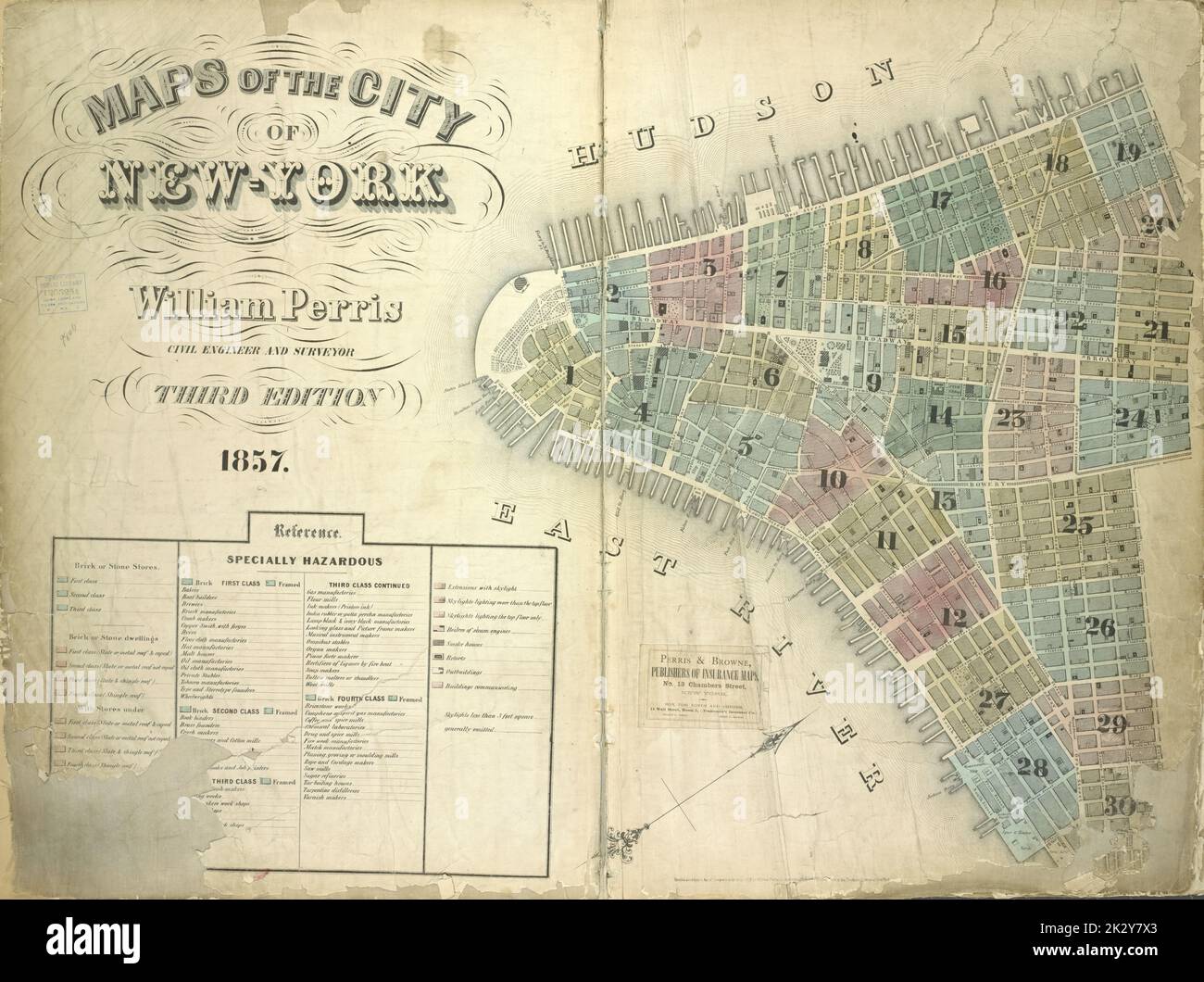 Cartographic Maps 1857 1862 - Cartographic Maps 1857 1862 Lionel Pincus And Princess Firyal Map Division Maps Of The City Of New York By William Perris Civil Engineer And Surveyor Third Edition 1857 Reference Index 2K2Y7X3 