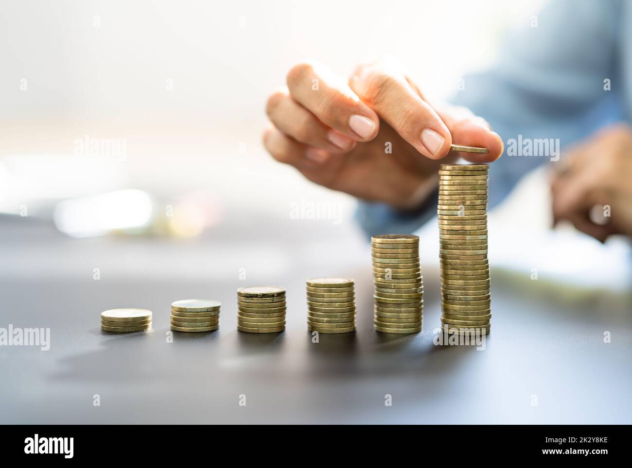 Business Woman Salary Increase And Money Investment Stock Photo
