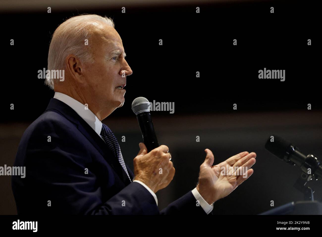 U.S. President Joe Biden delivers remarks at a Democratic National Committee event at the National Education Association headquarters in Washington, U.S., September 23, 2022. REUTERS/Evelyn Hockstein Stock Photo