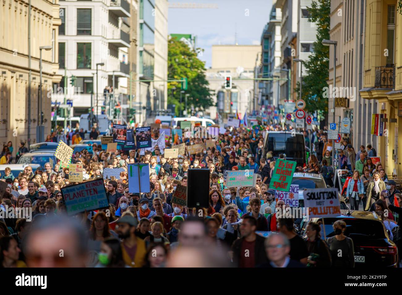 Berlin/Germany - September 23, 2022: Fridays for Future demonstration in Berlin. Stock Photo