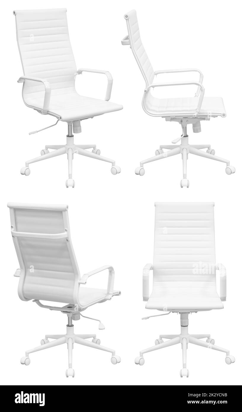 White office chair. Isolated on a white background. View from different
