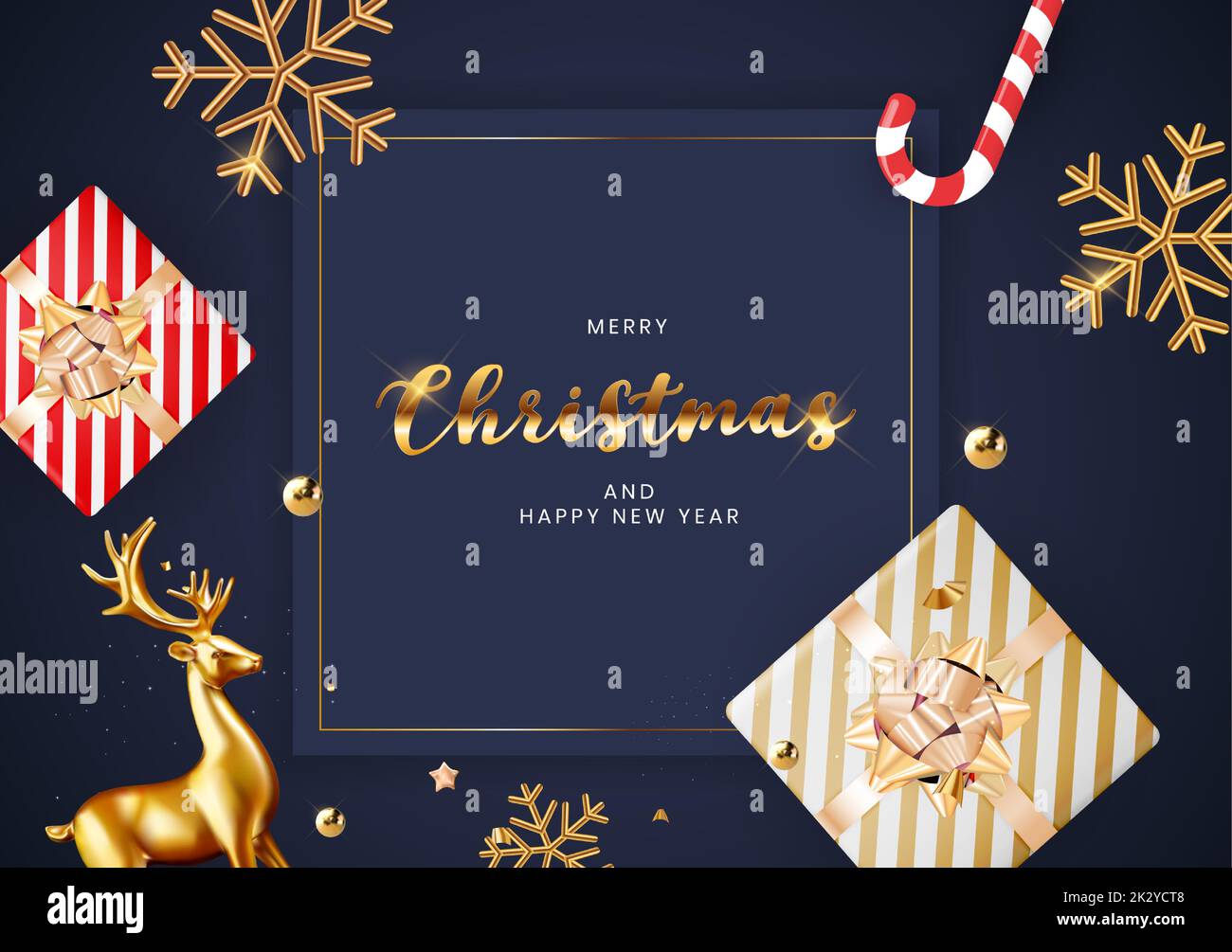 Greeting Card Merry Christmas and Happy New Year. Vector Illustration Stock Vector