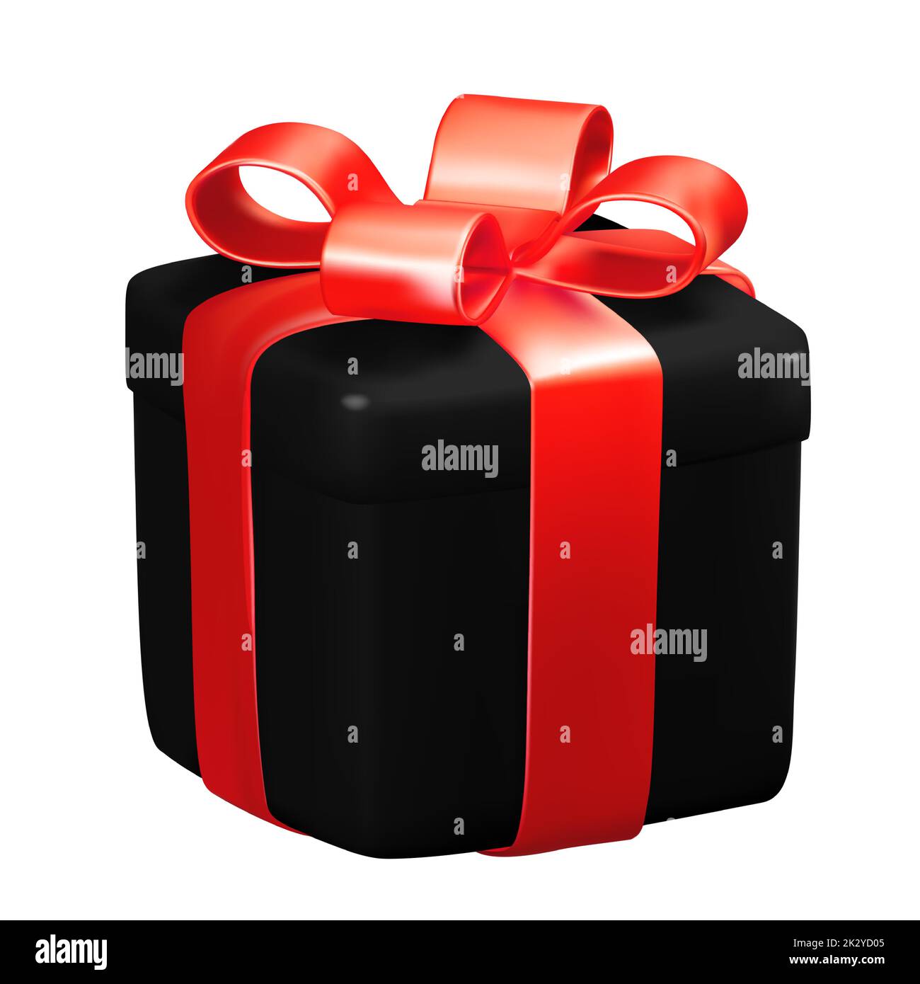 Black Gift Box with Red Ribbon. Vector Illustration Stock Vector