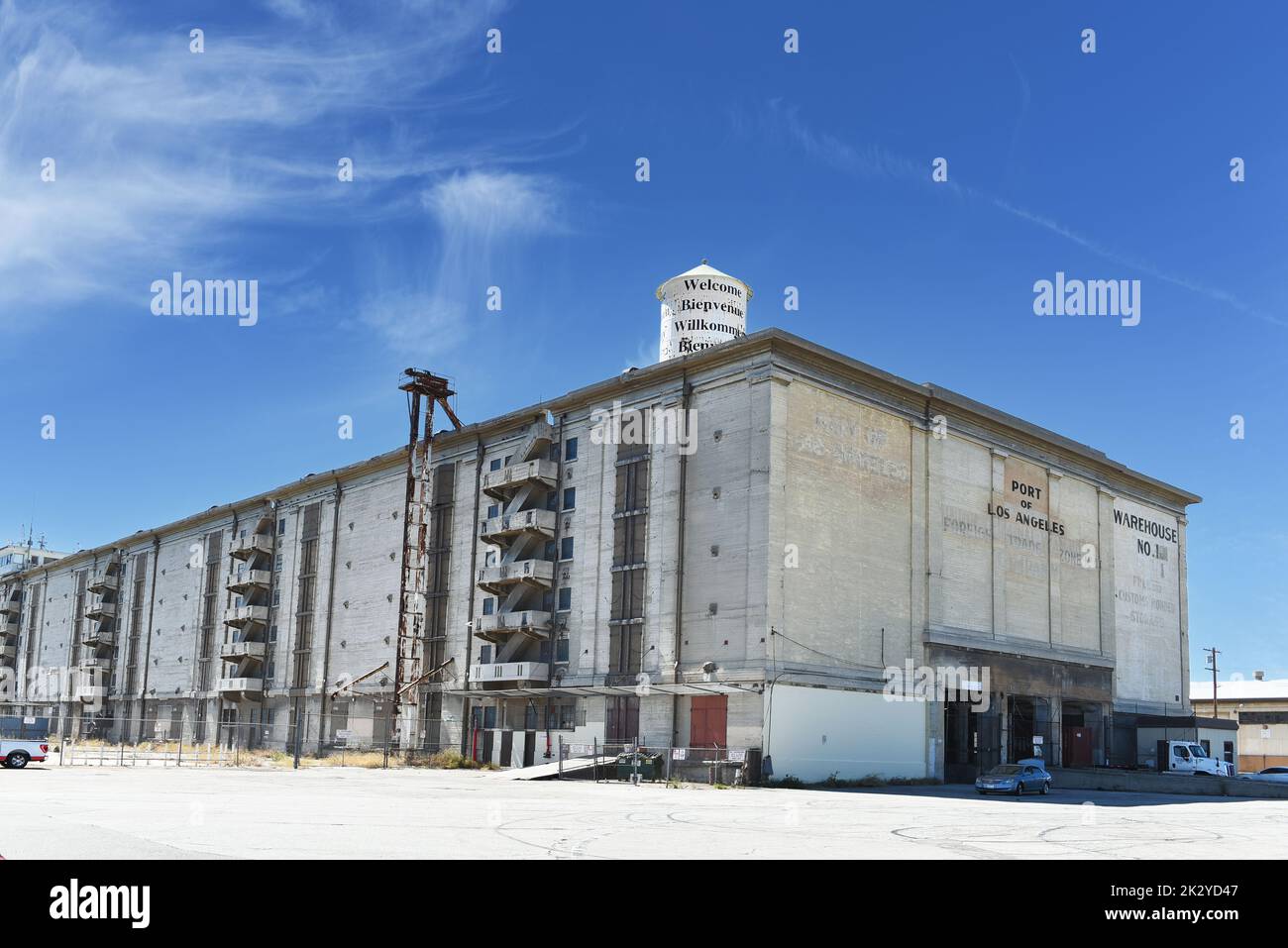 SAN PEDRO, CALIFORNIA - 21 SEPT 2022: Built in 1917 Warehouse No. 1 is a six story warehouse on the outermost point of land on the main channel at the Stock Photo