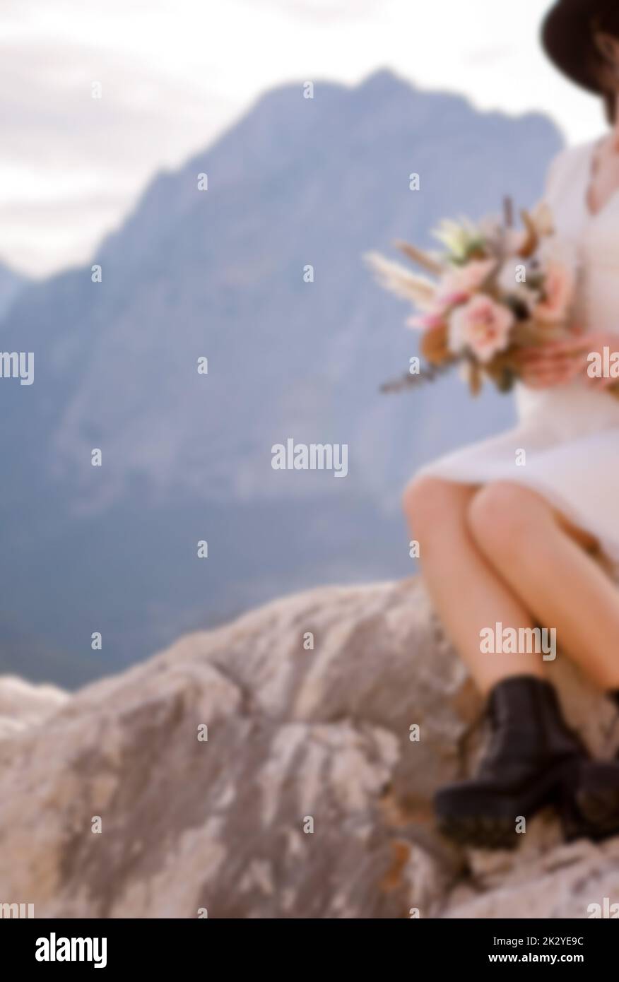 a blurred bridal flower photograph. BLURRED Stock Photo