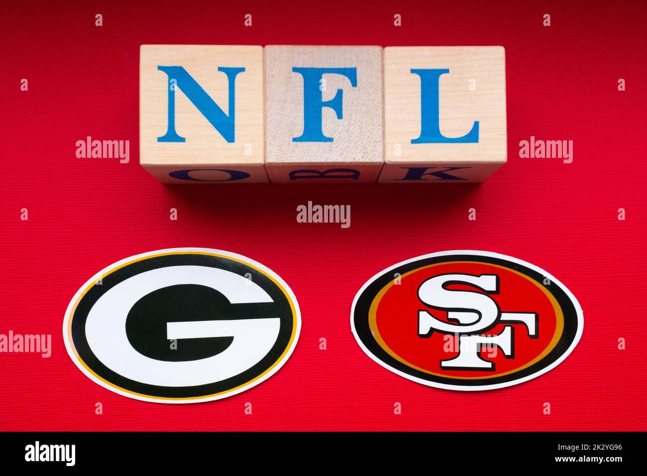 January 20, 2022. Green Bay, Wisconsin. The emblems of the football