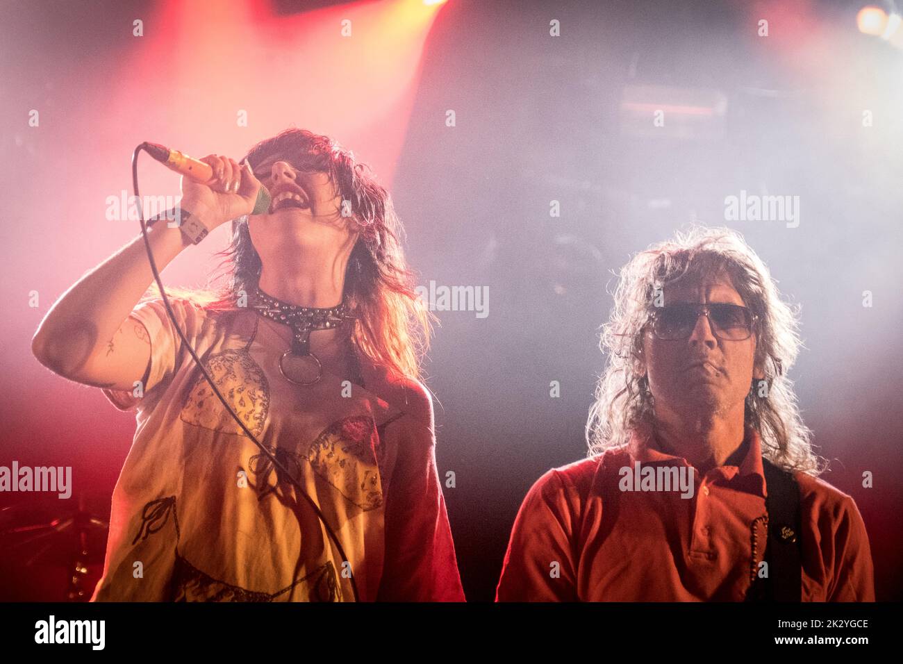 Roskilde, Denmark. 03rd, July 2022. The American punk rock band Surfbort performs a live concert at the Danish music festival Roskilde Festival 2022 in Roskilde. Here singer Dani Miller is seen live on stage. (Photo credit: Gonzales Photo - Thomas Rasmussen). Stock Photo