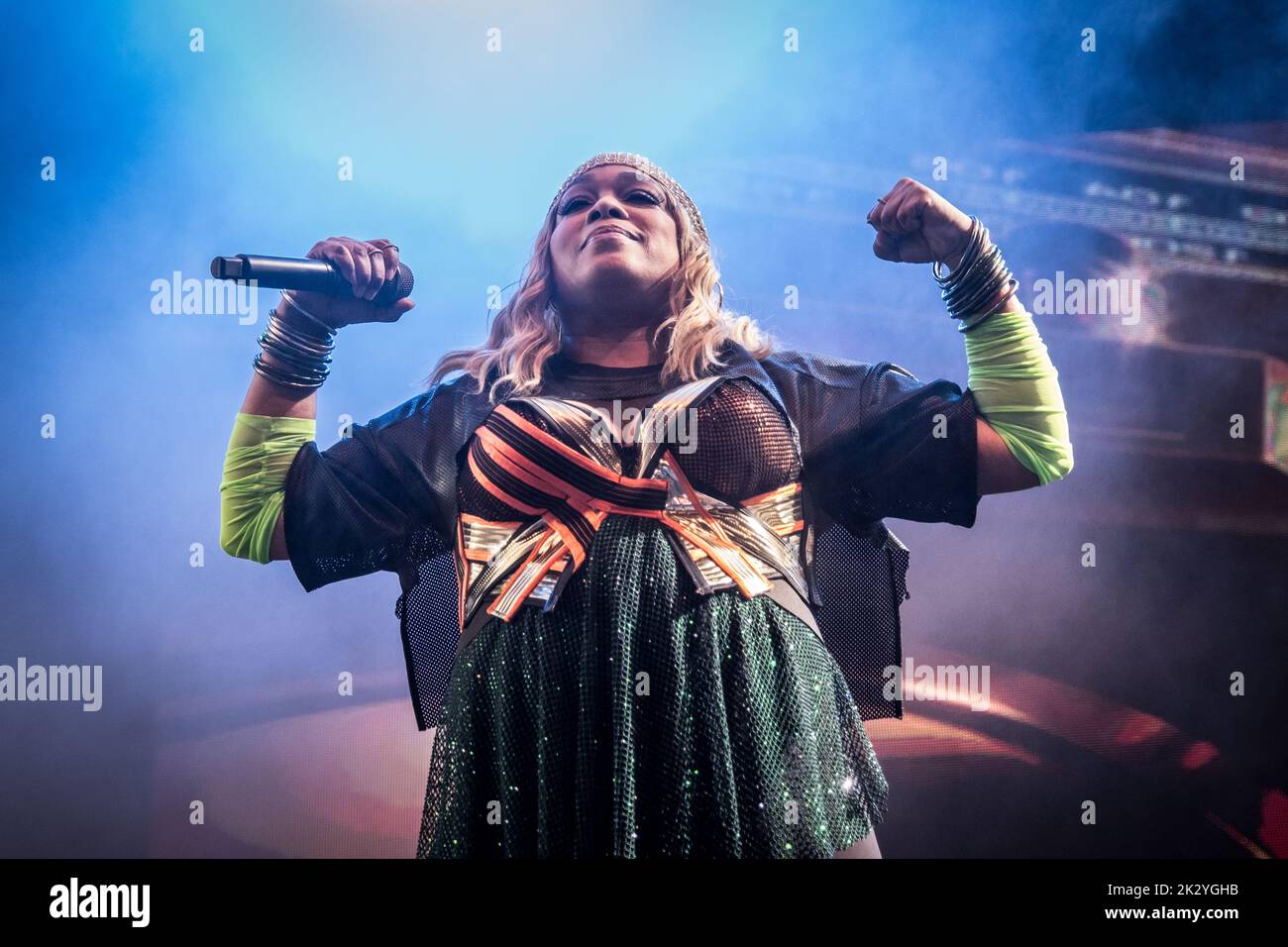 Roskilde, Denmark. 30th, June 2022. The American R&B group TLC performs a live concert during the Danish music festival Roskilde Festival 2022 in Roskilde. Here singer T-Boz is seen live on stage. (Photo credit: Gonzales Photo - Thomas Rasmussen). Stock Photo