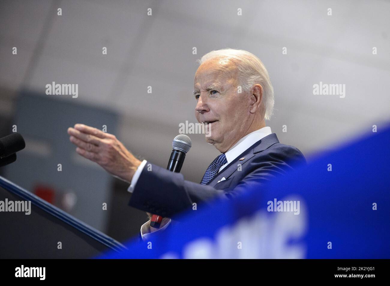 Washington, United States. 23rd Sep, 2022. President Joe Biden speaks during a Democratic National Committee event at the headquarters of the National Education Association in Washington, DC on Friday, September 23, 2022. The president urged supporters to vote in the upcoming midterm elections this November. Photo by Bonnie Cash/UPI Credit: UPI/Alamy Live News Stock Photo