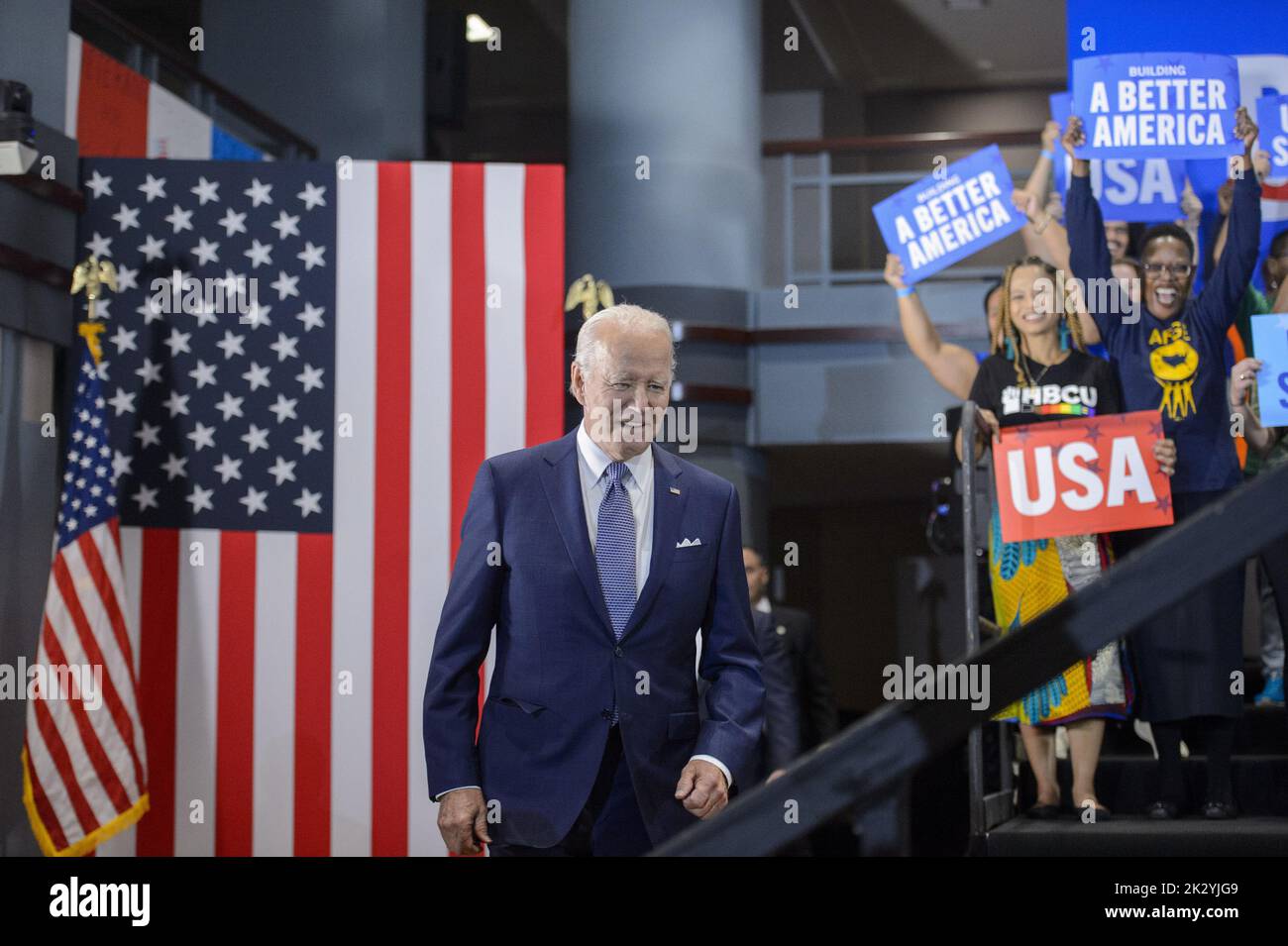 Washington, United States. 23rd Sep, 2022. President Joe Biden arrives at a Democratic National Committee event at the headquarters of the National Education Association in Washington, DC on Friday, September 23, 2022. The president urged supporters to vote in the upcoming midterm elections this November. Photo by Bonnie Cash/UPI Credit: UPI/Alamy Live News Stock Photo