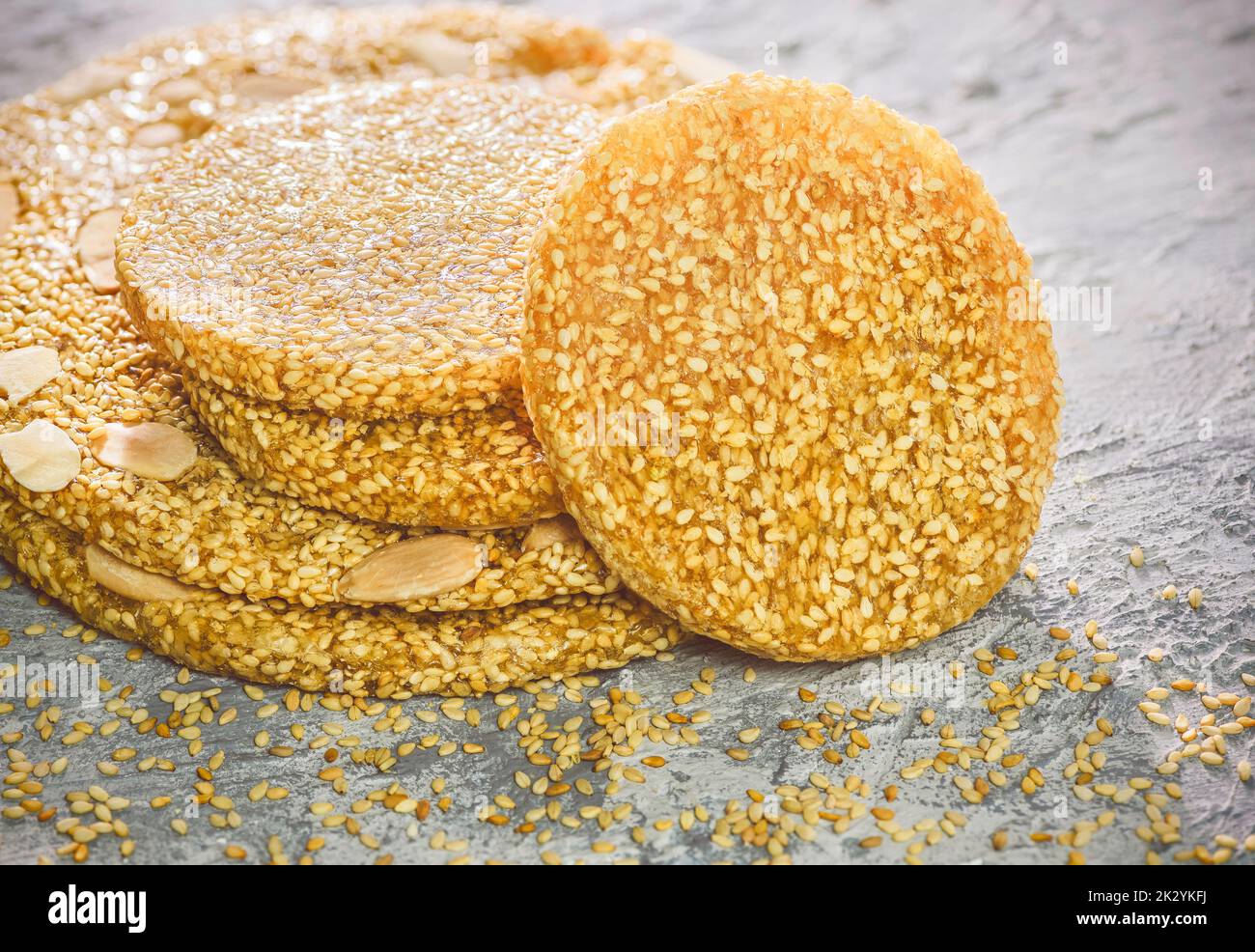 Arabic Traditional sugar coated sesame sweets. Egyptian oriental