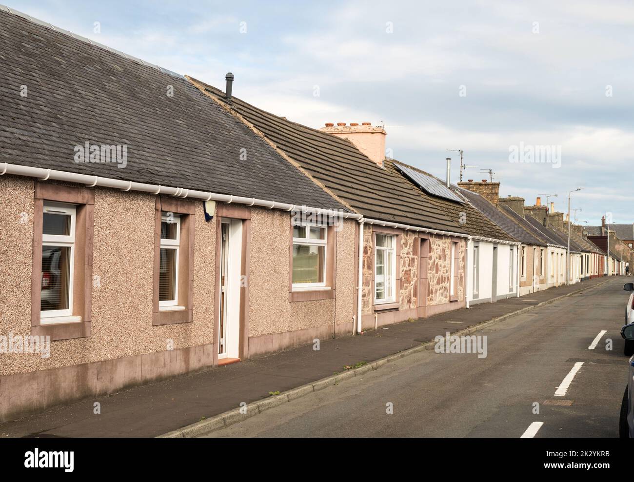 Wilson Street, a row of terraced cottages in Girvan, South Ayrshire, Scotland, UK Stock Photo