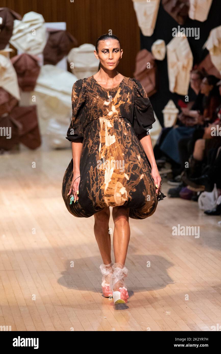 Model, modelling on catwalk for VIN+OMI 'Opinions' show for London