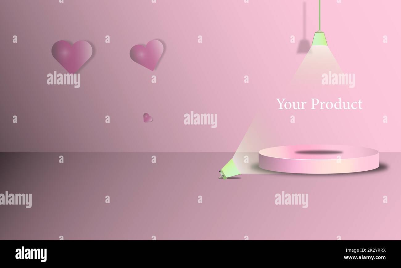 A pink background with a stage design for spotlighting - great for a presentation of a business product Stock Vector