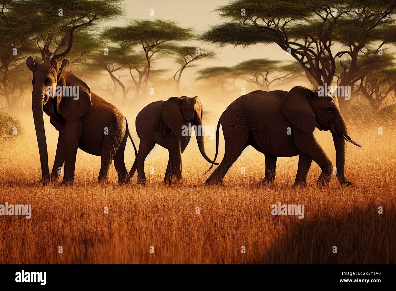 three elephants in African safari Stock Photo - Alamy