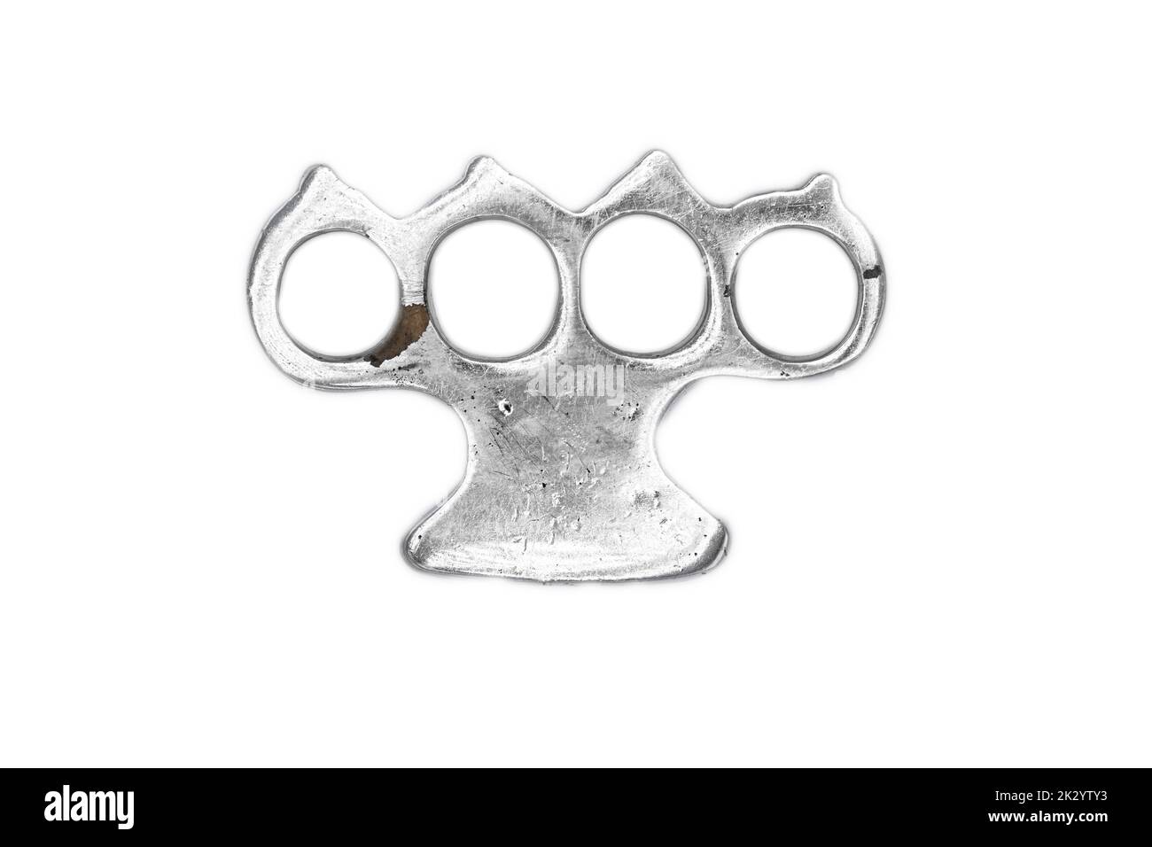 Brass Knuckles With Spikes On An Isolated White Background. 3d