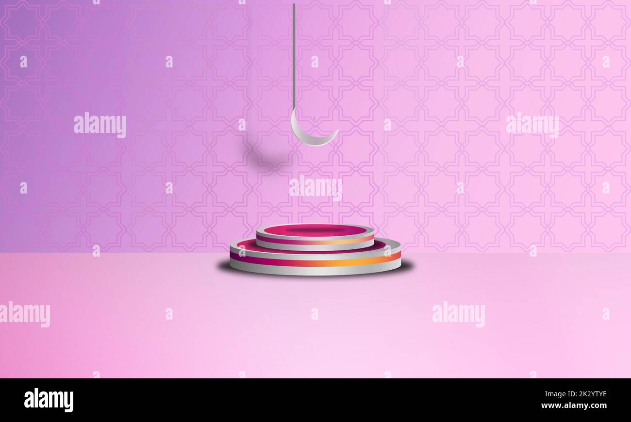 A pink background with a stage design and a moon - great for a ...