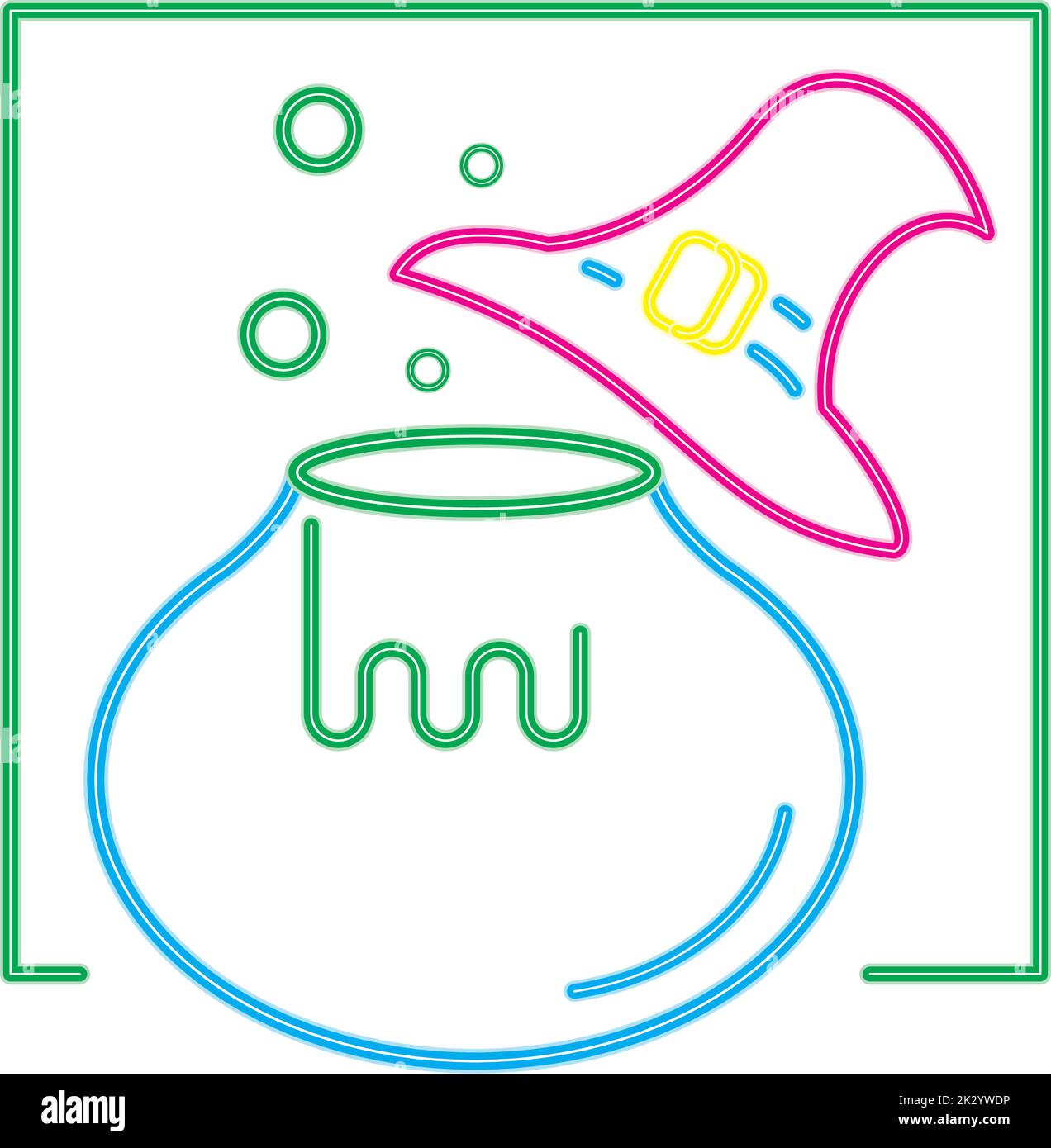halloween cauldron and witch hat Stock Vector