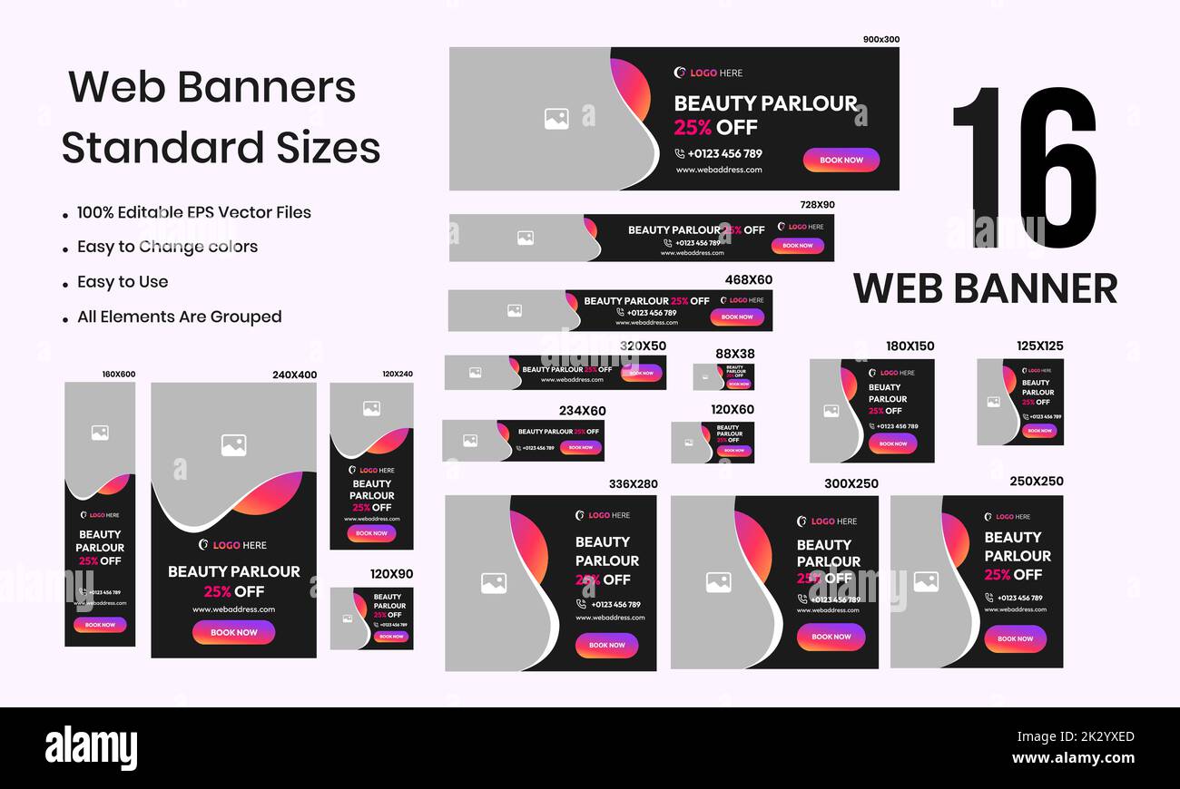 Beauty Parlour Web Set Banner Design, Abstrac Banner Social Media Post Stock Vector