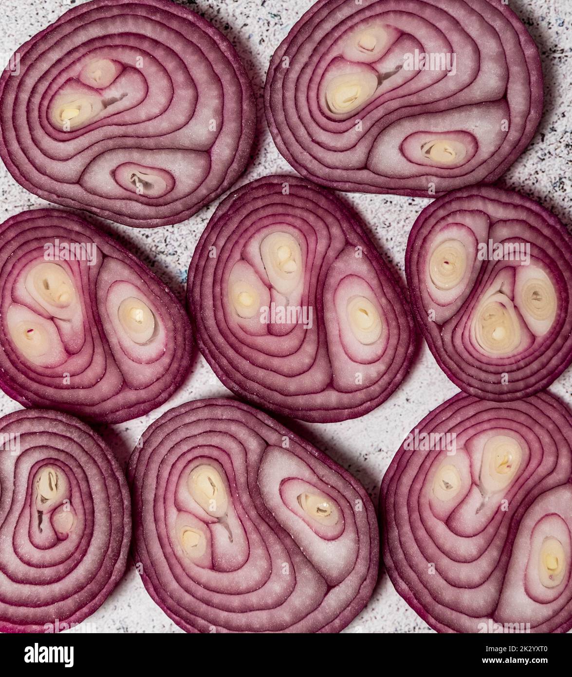 sliced red onion close up Stock Photo