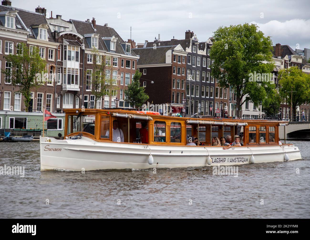 Barges on an Amsterdam canal Stock Photo