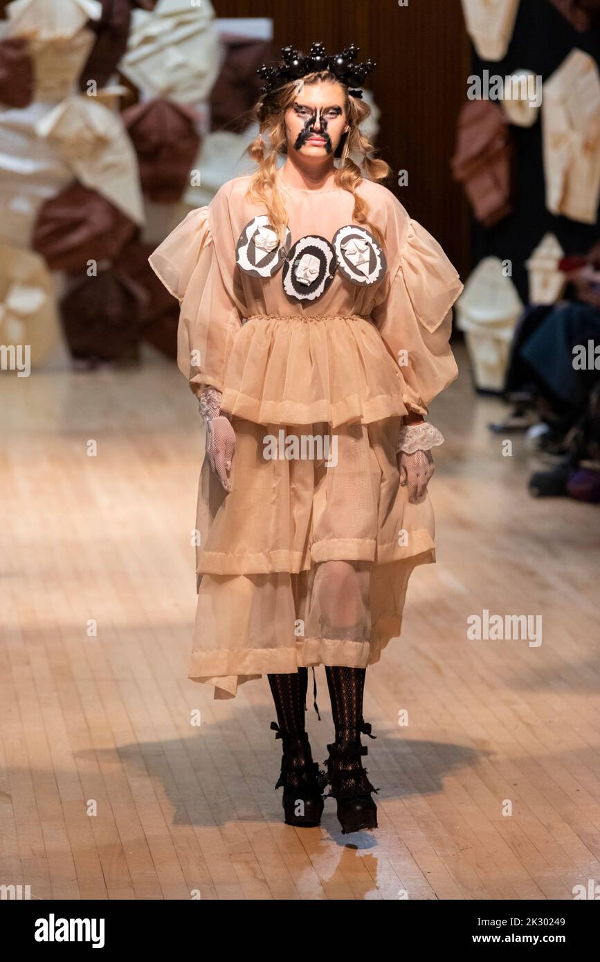 Model, modelling on catwalk for VIN+OMI 'Opinions' show for London
