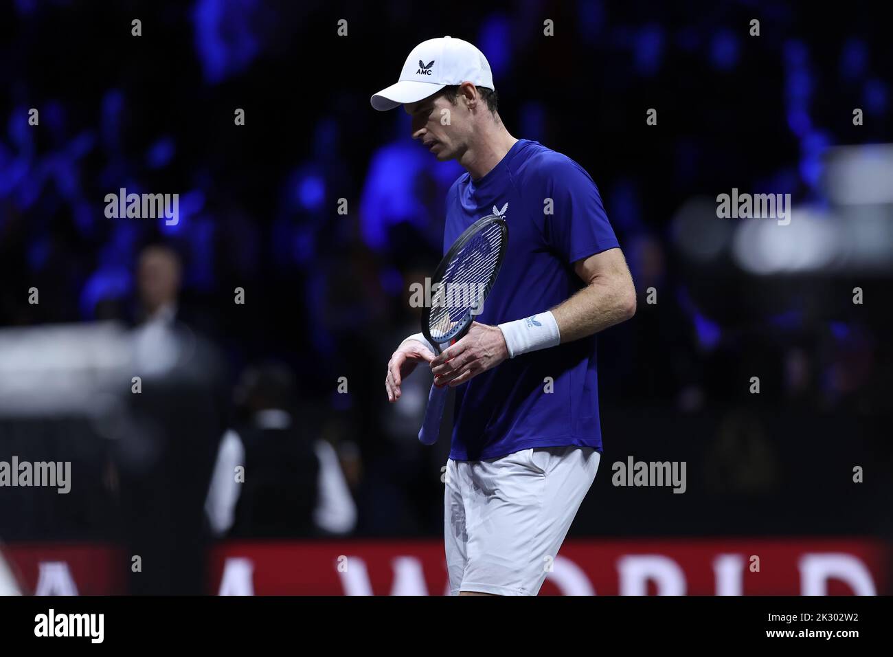 London, UK. 23rd Sep, 2022. 23rd September 2022; O2, London England: Laver Cup international tennis tournament: A dejected Andy Murray of Team Europe after he looses the match to Alex De Minaur of Team World Credit: Action Plus Sports Images/Alamy Live News Stock Photo