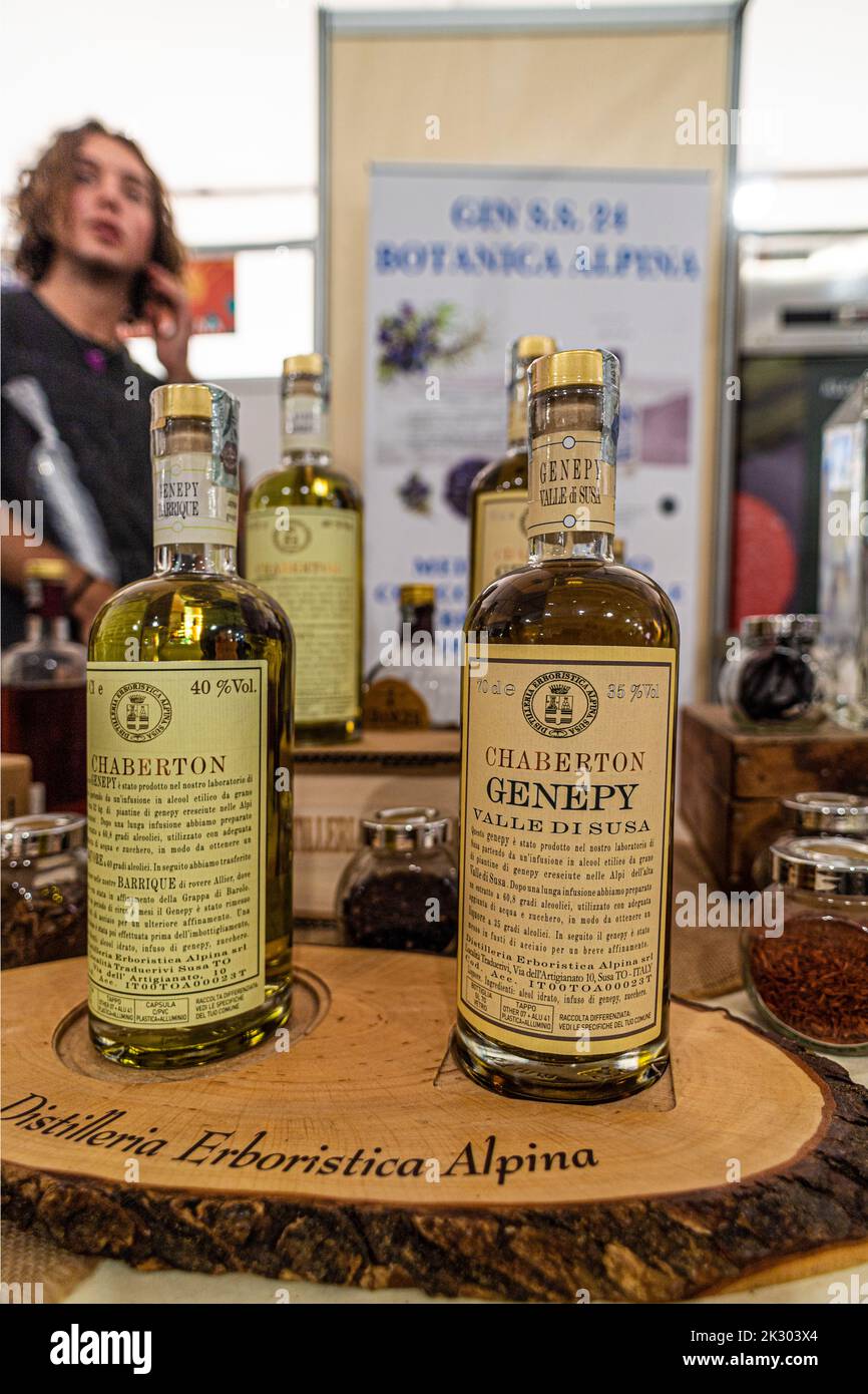 Italy. 23rd Sep, 2022. Italy Turin Parco Dora  'Terra Madre - Salone del Gusto 2022' - Piedmont liqueurs with herbs from the Susa valley - Genepì Credit: Realy Easy Star/Alamy Live News Stock Photo
