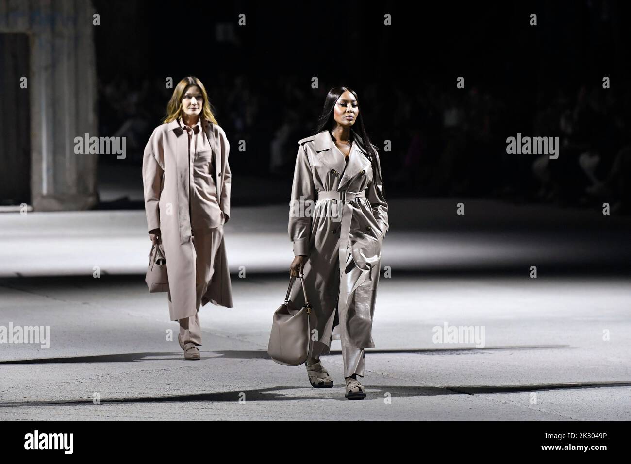 Milan, Italy. 23rd Sep, 2022. Carla Bruni-Sarkozy and Naomi Campbell walks on the runway at the Tod's fashion show during the Spring Summer 2023 Collections Fashion Show at Milan Fashion Week in Milan, Italy on September 23, 2022. (Photo by Jonas Gustavsson/Sipa USA) Credit: Sipa USA/Alamy Live News Stock Photo