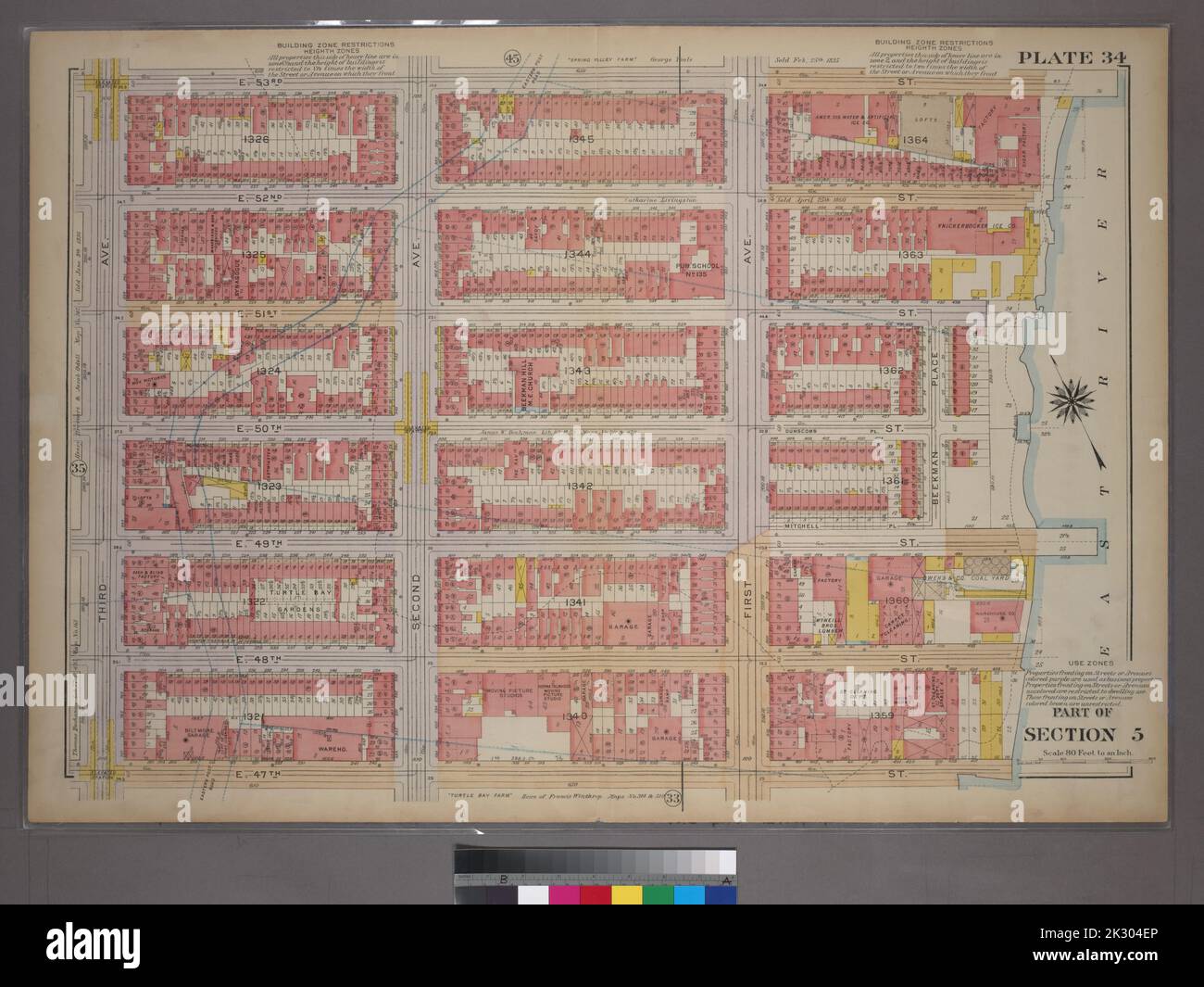 Cartographic Maps 1920 Lionel - Cartographic Maps 1920 Lionel Pincus And Princess Firyal Map Division Manhattan New York Ny Real Property New York State New York New York Ny Plate 34 Part Of Section 5 Bounded By E 53rd Street First Avenue E 47th Street And Third Avenue 2K304EP