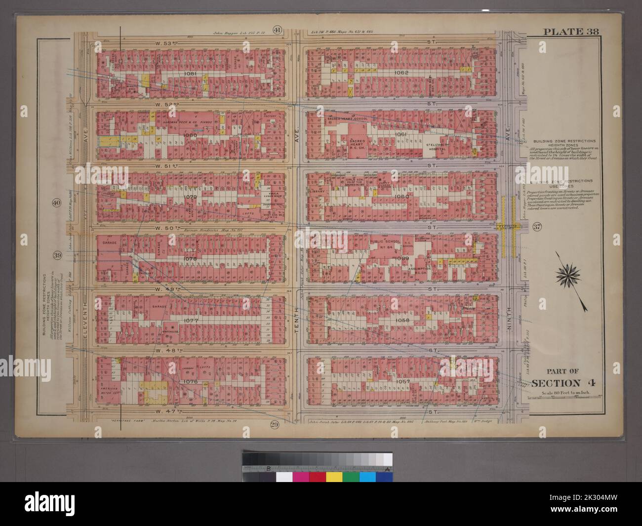 Cartographic Maps 1920 Lionel - Cartographic Maps 1920 Lionel Pincus And Princess Firyal Map Division Manhattan New York Ny Real Property New York State New York New York Ny Plate 38 Part Of Section 4 Bounded By W 53rd Street Ninth Avenue W 47th Street And Eleventh Avenue 2K304MW