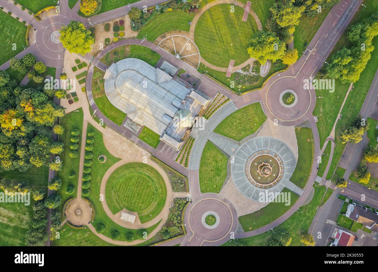 Aerial view of the Peoples Palace on Glasgow Green Stock Photo
