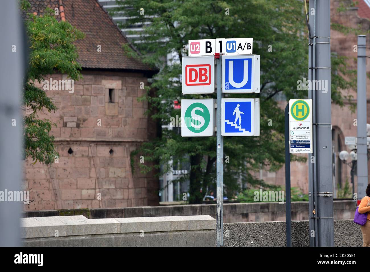 Train station in the center of Nuremberg, Bavaria Stock Photo